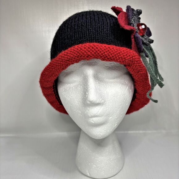 Womens Knit Boho Artsy Cloche Hat Small Medium Statement Eclectic Unique main image 5
